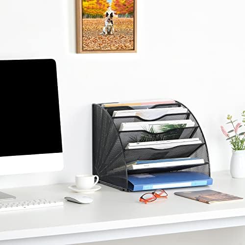 EasyPag Office Office Wesk מארגן מארגן מאוורר 6 חריץ תושב נייר מכתב מגזין מגזין מגזין | ברגים עיצוב